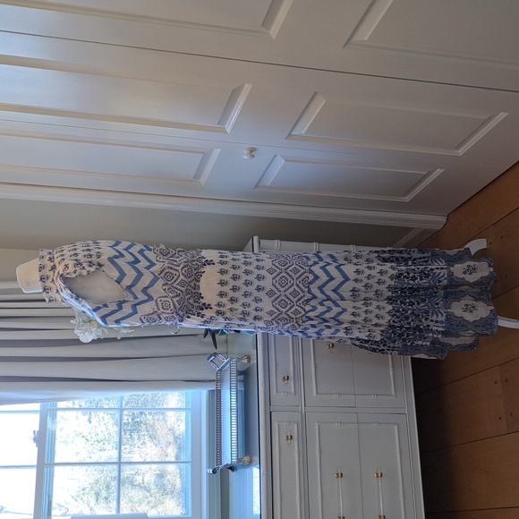 ALICIA BELL Womens Silk/Cotton Blend Maxi Dress Ruffle Cap Sleeves Lined‎ SM - Picture 4 of 9